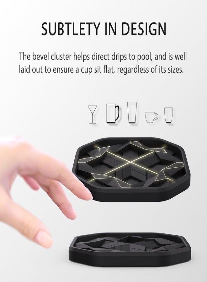 UMIRRO Silicone Cup Coasters for Drinks with Holder, Modern Home Bar or Kitchen Essentials, Black House Decor Gifts, Small Unique Birthday Gift Ideas for Men, Dad, Him, Women, Mom, Her, 4", Set of 6 - Image 5